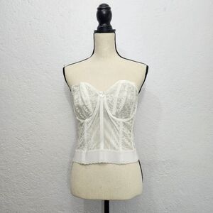 Vintage White Bridal Lace Bustier Corset Bra Top